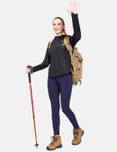 Damen Sport Leggings Winter Thermo Leggings wasserdichte Hohe Taille Fleece Gefütter Yogahose Blickdicht Slim Fit Wandern Laufhose mit Taschen