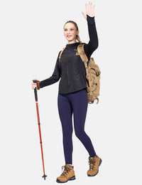 Damen Sport Leggings Winter Thermo Leggings wasserdichte Hohe Taille Fleece Gefütter Yogahose Blickdicht Slim Fit Wandern Laufhose mit Taschen