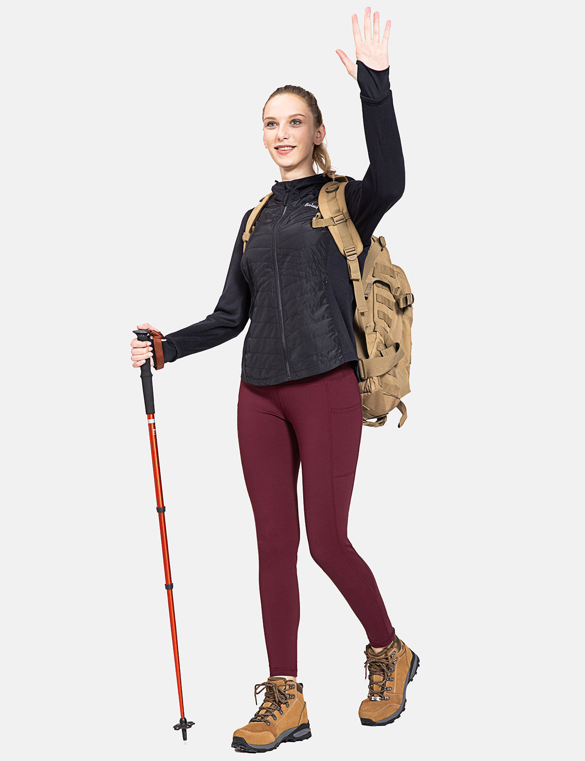 Damen Sport Leggings Winter Thermo Leggings wasserdichte Hohe Taille Fleece Gefütter Yogahose Blickdicht Slim Fit Wandern Laufhose mit Taschen