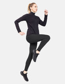 Damen Sport Leggings Winter Thermo Leggings wasserdichte Hohe Taille Fleece Gefütter Yogahose Blickdicht Slim Fit Wandern Laufhose mit Taschen