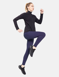 Damen Sport Leggings Winter Thermo Leggings wasserdichte Hohe Taille Fleece Gefütter Yogahose Blickdicht Slim Fit Wandern Laufhose mit Taschen