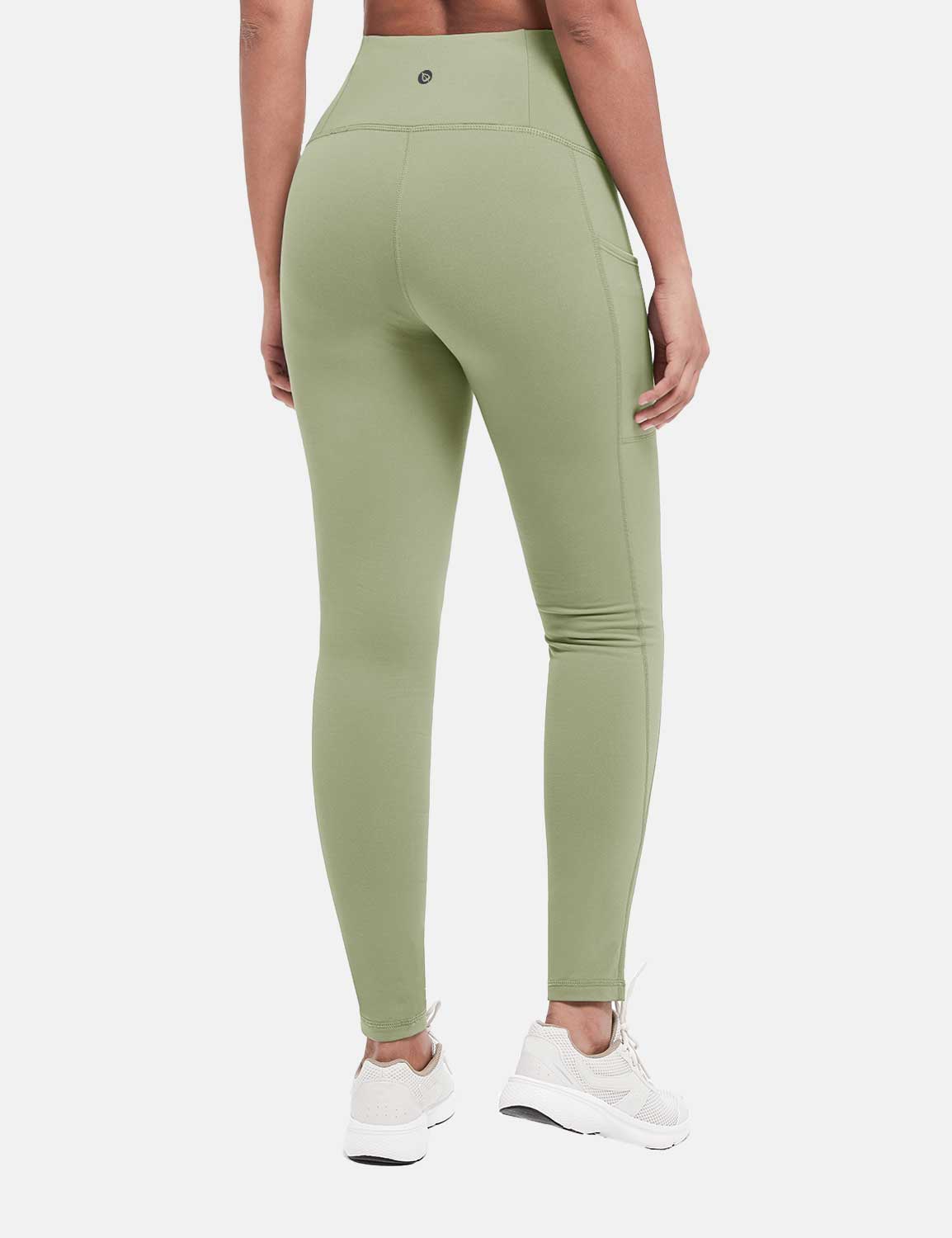 Damen Sport Leggings Winter Thermo Leggings wasserdichte Hohe Taille Fleece Gefütter Yogahose Blickdicht Slim Fit Wandern Laufhose mit Taschen