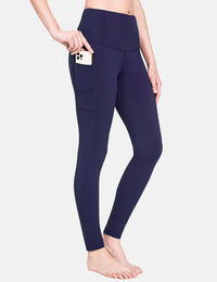Damen Sport Leggings Winter Thermo Leggings wasserdichte Hohe Taille Fleece Gefütter Yogahose Blickdicht Slim Fit Wandern Laufhose mit Taschen