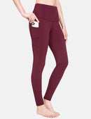 Damen Sport Leggings Winter Thermo Leggings wasserdichte Hohe Taille Fleece Gefütter Yogahose Blickdicht Slim Fit Wandern Laufhose mit Taschen