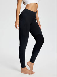 Damen Reithose Winter Reitleggings Kniebesatz wasserabwiesend Thermoleggings gefüttert mit Handytasche