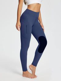 Damen Reithose Winter Reitleggings Kniebesatz wasserabwiesend Thermoleggings gefüttert mit Handytasche