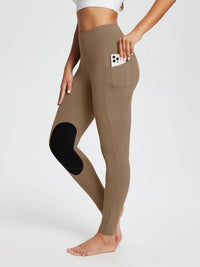 Damen Reithose Winter Reitleggings Kniebesatz wasserabwiesend Thermoleggings gefüttert mit Handytasche