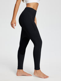 Damen Reithose Winter Reitleggings Kniebesatz wasserabwiesend Thermoleggings gefüttert mit Handytasche