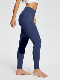 Damen Reithose Winter Reitleggings Kniebesatz wasserabwiesend Thermoleggings gefüttert mit Handytasche