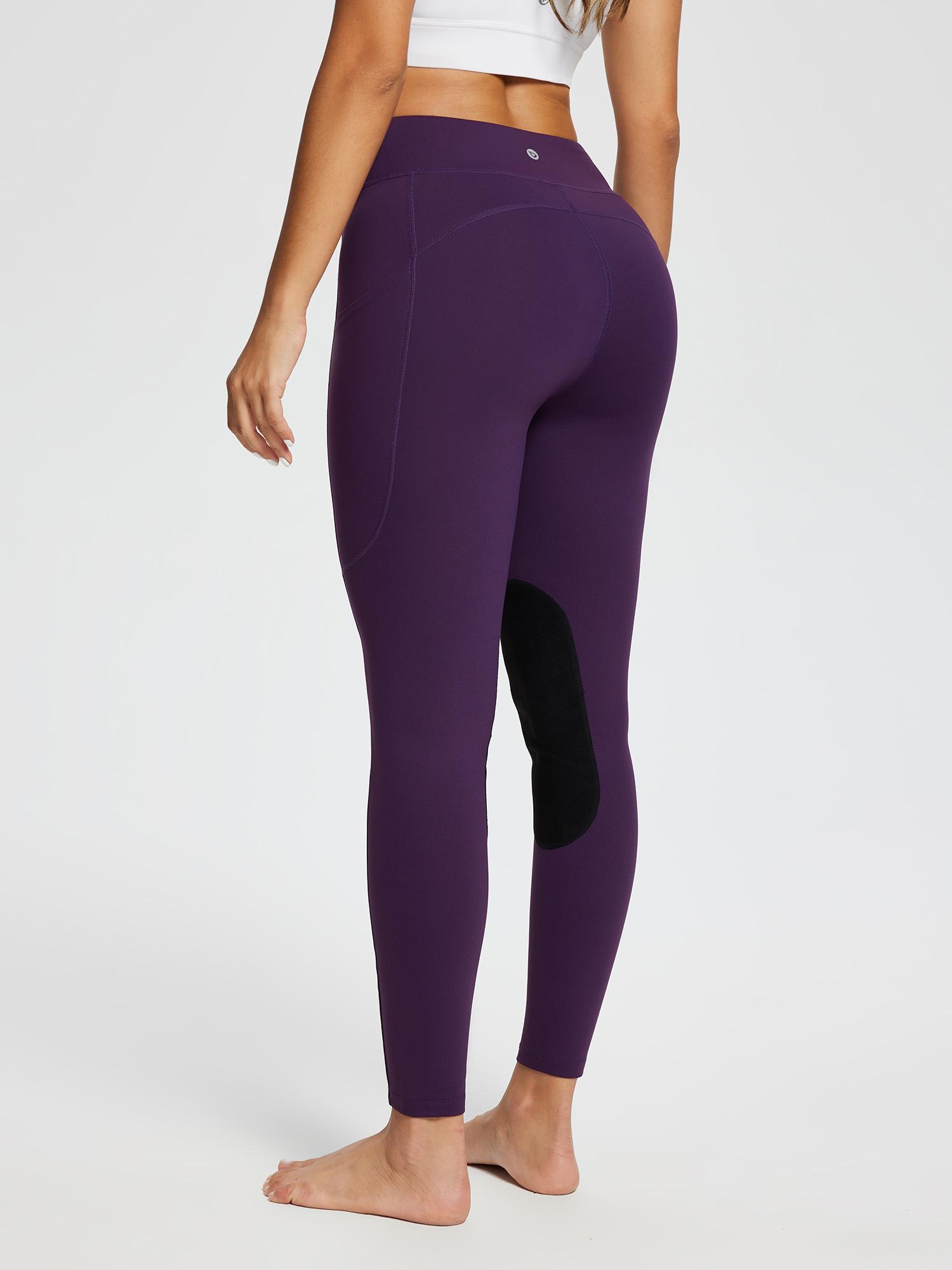 Damen Reithose Winter Reitleggings Kniebesatz wasserabwiesend Thermoleggings gefüttert mit Handytasche