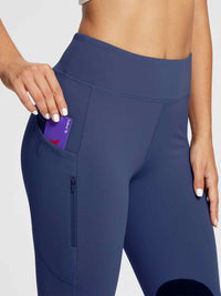 Damen Reithose Winter Reitleggings Kniebesatz wasserabwiesend Thermoleggings gefüttert mit Handytasche
