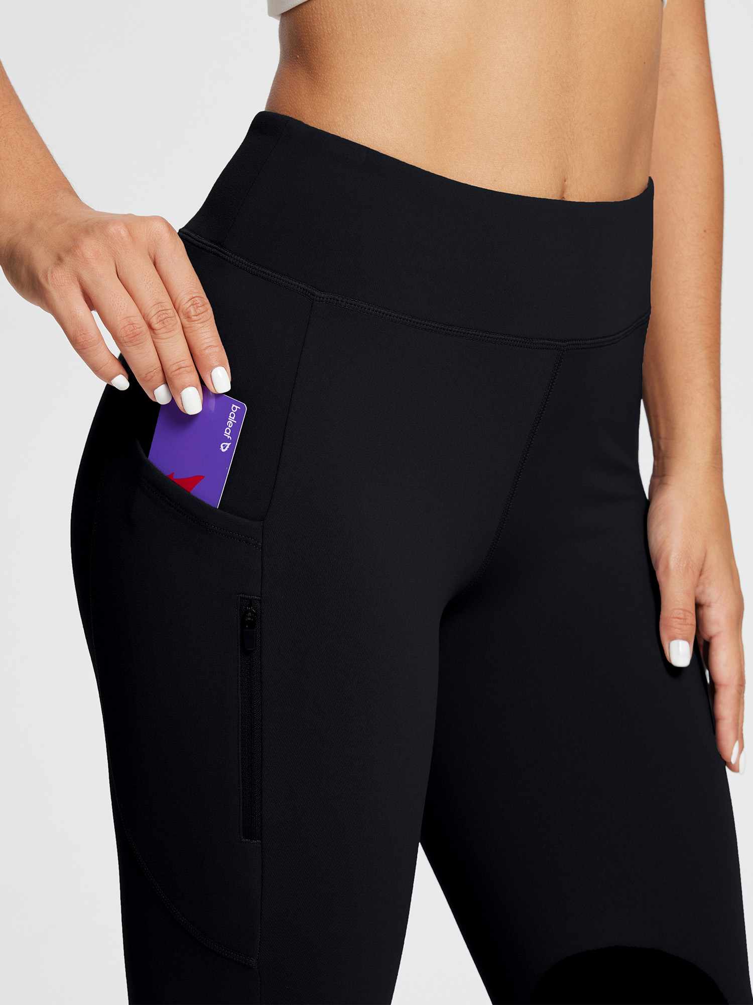 Damen Reithose Winter Reitleggings Kniebesatz wasserabwiesend Thermoleggings gefüttert mit Handytasche