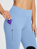 Damen Reithose Winter Reitleggings Kniebesatz wasserabwiesend Thermoleggings gefüttert mit Handytasche
