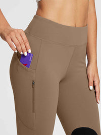 Damen Reithose Winter Reitleggings Kniebesatz wasserabwiesend Thermoleggings gefüttert mit Handytasche