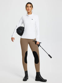 Damen Reithose Winter Reitleggings Kniebesatz wasserabwiesend Thermoleggings gefüttert mit Handytasche