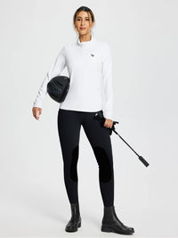 Damen Reithose Winter Reitleggings Kniebesatz wasserabwiesend Thermoleggings gefüttert mit Handytasche