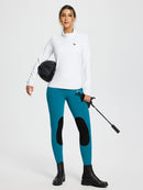Damen Reithose Winter Reitleggings Kniebesatz wasserabwiesend Thermoleggings gefüttert mit Handytasche