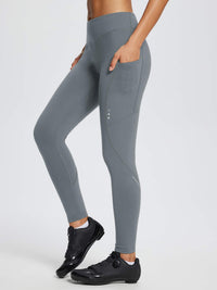 Damen Winter Wasserdicht Thermo Radhose Damen Fleece Gefüttert Winddicht Fahrradhose Lang 4D Gepolstert mit Tasche