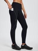 Damen Winter Wasserdicht Thermo Radhose Damen Fleece Gefüttert Winddicht Fahrradhose Lang 4D Gepolstert mit Tasche