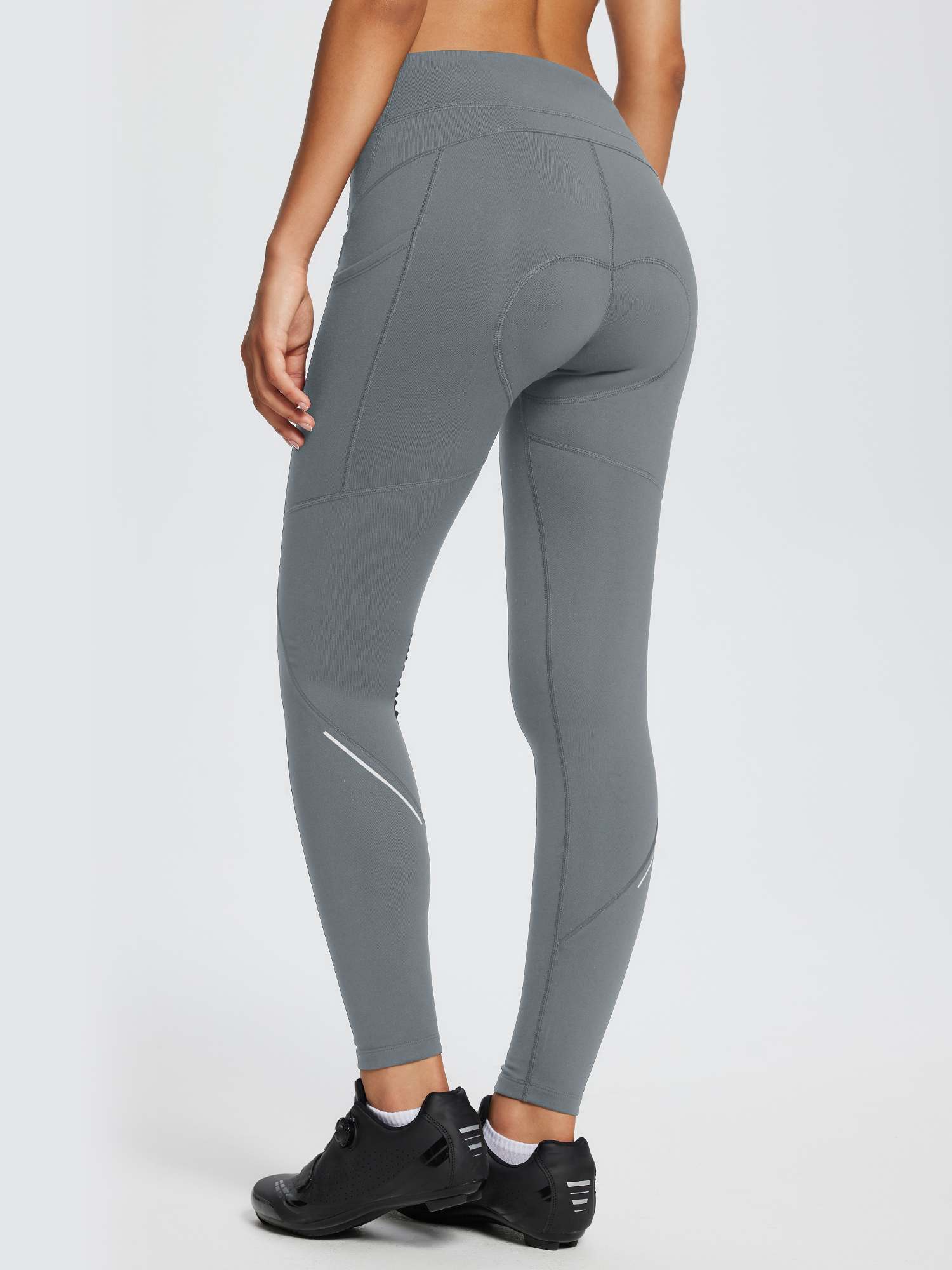 Damen Winter Wasserdicht Thermo Radhose Damen Fleece Gefüttert Winddicht Fahrradhose Lang 4D Gepolstert mit Tasche