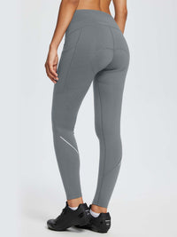 Damen Winter Wasserdicht Thermo Radhose Damen Fleece Gefüttert Winddicht Fahrradhose Lang 4D Gepolstert mit Tasche