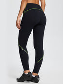 Damen Winter Wasserdicht Thermo Radhose Damen Fleece Gefüttert Winddicht Fahrradhose Lang 4D Gepolstert mit Tasche