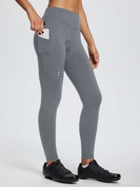 Damen Winter Wasserdicht Thermo Radhose Damen Fleece Gefüttert Winddicht Fahrradhose Lang 4D Gepolstert mit Tasche