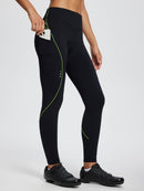 Damen Winter Wasserdicht Thermo Radhose Damen Fleece Gefüttert Winddicht Fahrradhose Lang 4D Gepolstert mit Tasche