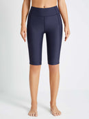 Damen Schwimmshorts Lang UV Shorts Bauchkontrolle Boardshorts Upf50+ Hohe Taille Schwimmunterteil mit Taschen