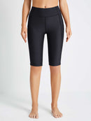 Damen Schwimmshorts Lang UV Shorts Bauchkontrolle Boardshorts Upf50+ Hohe Taille Schwimmunterteil mit Taschen