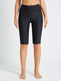 Damen Schwimmshorts Lang UV Shorts Bauchkontrolle Boardshorts Upf50+ Hohe Taille Schwimmunterteil mit Taschen