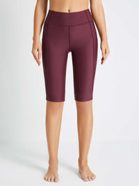 Damen Schwimmshorts Lang UV Shorts Bauchkontrolle Boardshorts Upf50+ Hohe Taille Schwimmunterteil mit Taschen