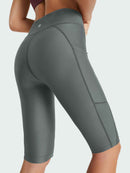 Damen Schwimmshorts Lang UV Shorts Bauchkontrolle Boardshorts Upf50+ Hohe Taille Schwimmunterteil mit Taschen