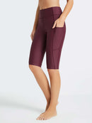 Damen Schwimmshorts Lang UV Shorts Bauchkontrolle Boardshorts Upf50+ Hohe Taille Schwimmunterteil mit Taschen