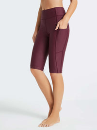 Damen Schwimmshorts Lang UV Shorts Bauchkontrolle Boardshorts Upf50+ Hohe Taille Schwimmunterteil mit Taschen