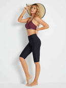 Damen Schwimmshorts Lang UV Shorts Bauchkontrolle Boardshorts Upf50+ Hohe Taille Schwimmunterteil mit Taschen