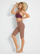 Damen Schwimmshorts Lang UV Shorts Bauchkontrolle Boardshorts Upf50+ Hohe Taille Schwimmunterteil mit Taschen