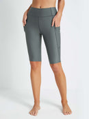 Damen Schwimmshorts Lang UV Shorts Bauchkontrolle Boardshorts Upf50+ Hohe Taille Schwimmunterteil mit Taschen