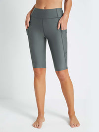 Damen Schwimmshorts Lang UV Shorts Bauchkontrolle Boardshorts Upf50+ Hohe Taille Schwimmunterteil mit Taschen