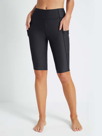 Damen Schwimmshorts Lang UV Shorts Bauchkontrolle Boardshorts Upf50+ Hohe Taille Schwimmunterteil mit Taschen