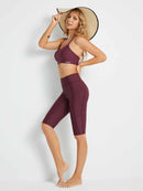 Damen Schwimmshorts Lang UV Shorts Bauchkontrolle Boardshorts Upf50+ Hohe Taille Schwimmunterteil mit Taschen