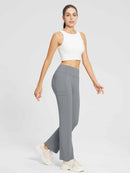 Yoga-Style-Leggings mit Fleecefutter hoher Taille und geradem Bein mit Taschen