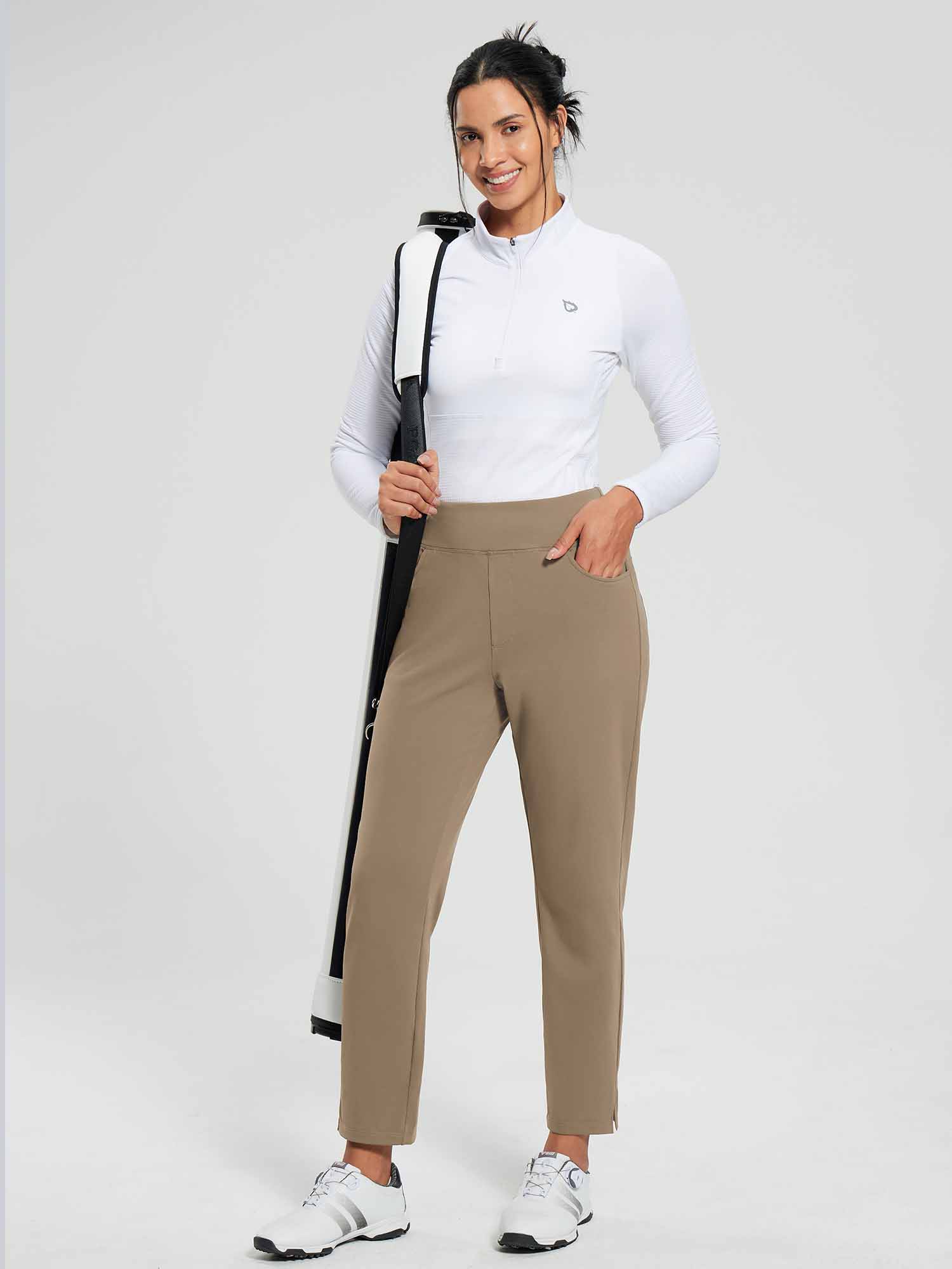 Damen Winter Stretch Wanderhose Schnelltrocken Leichte mit Reißverschlusstasche Freizeithose