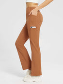 Yoga-Style-Leggings mit Fleecefutter hoher Taille und geradem Bein mit Taschen