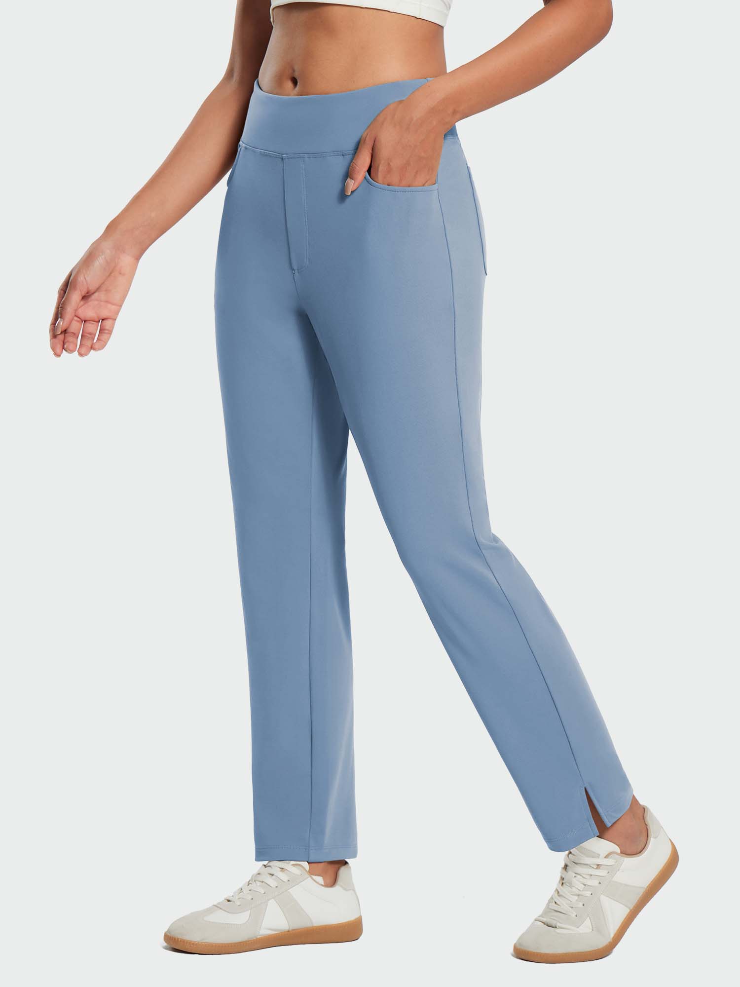 Damen Winter Stretch Wanderhose Schnelltrocken Leichte mit Reißverschlusstasche Freizeithose