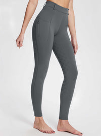 Damen Winter-Reithose Fleece-Reithose Vollbesatz Reithose Rei verschluss-Taschen Leggings