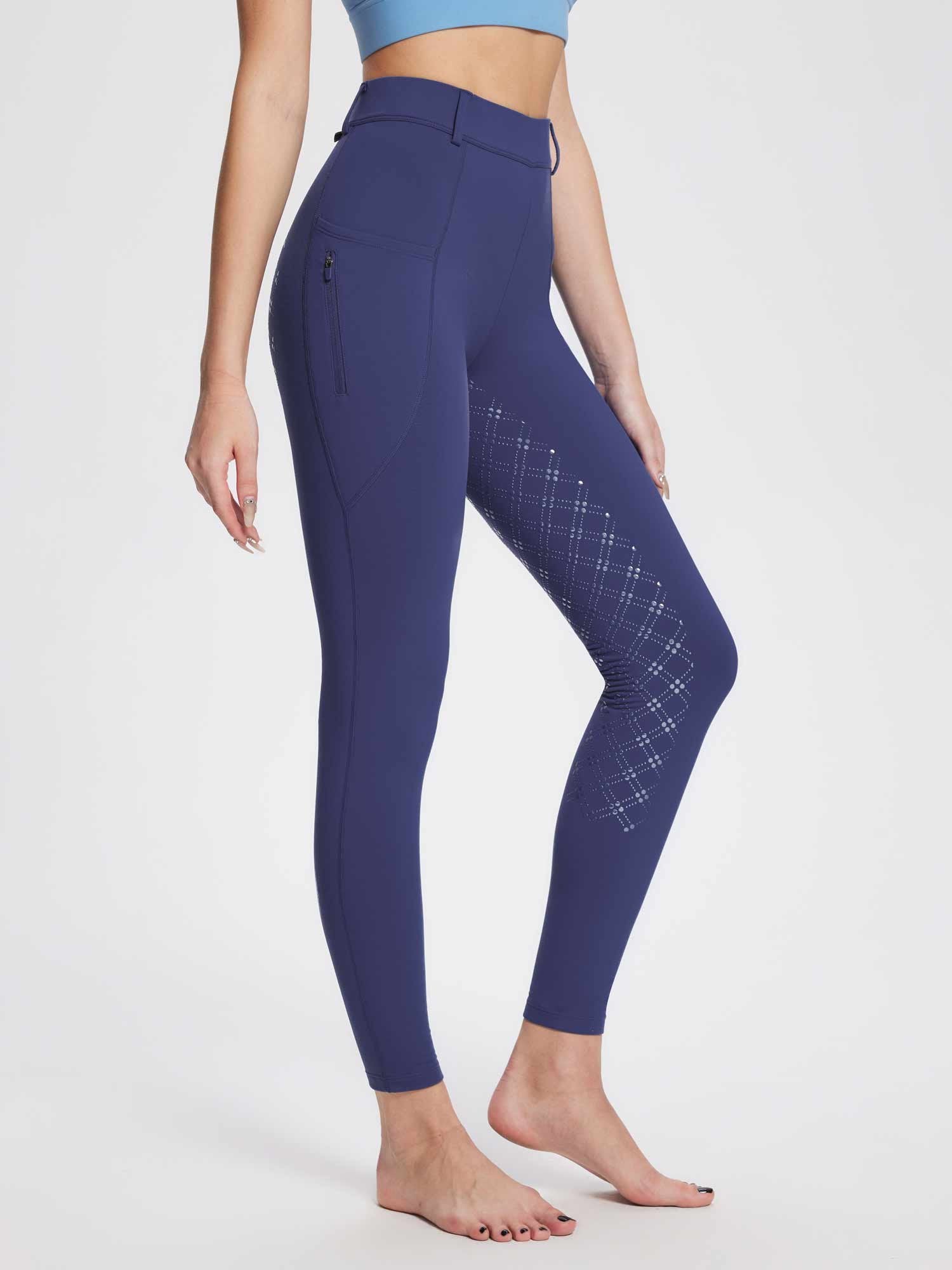 Damen Winter-Reithose Fleece-Reithose Vollbesatz Reithose Rei verschluss-Taschen Leggings