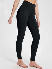 Damen Winter-Reithose Fleece-Reithose Vollbesatz Reithose Rei verschluss-Taschen Leggings