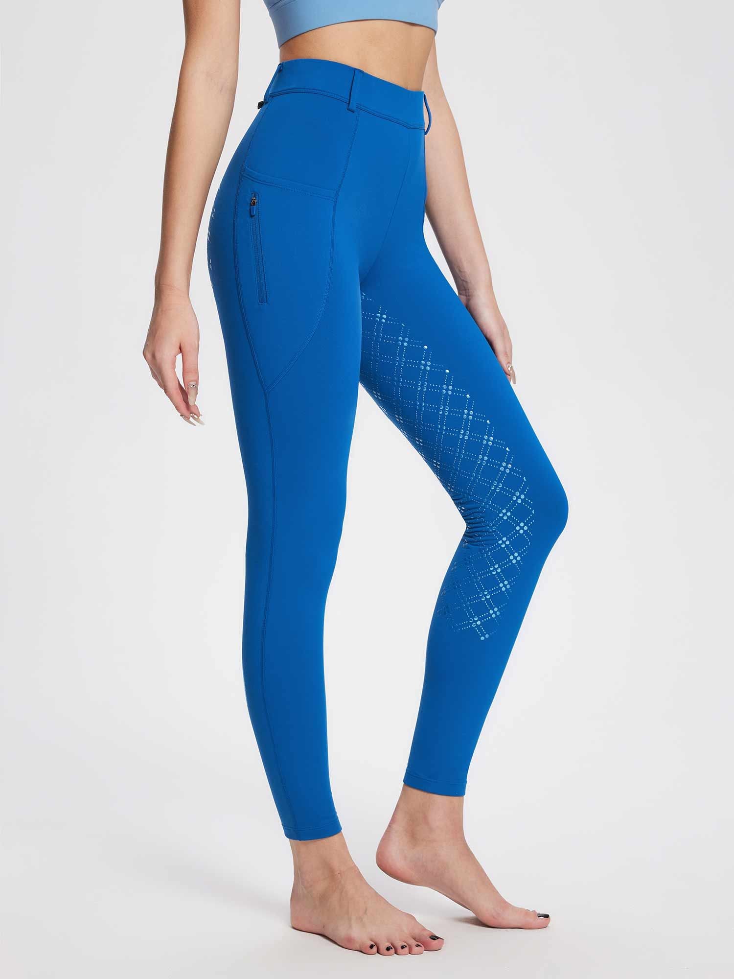 Damen Winter-Reithose Fleece-Reithose Vollbesatz Reithose Rei verschluss-Taschen Leggings