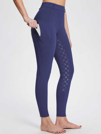 Damen Winter-Reithose Fleece-Reithose Vollbesatz Reithose Rei verschluss-Taschen Leggings